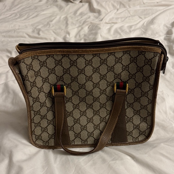 Gucci Brown and Tan Monogram Tote - Picture 3 of 10